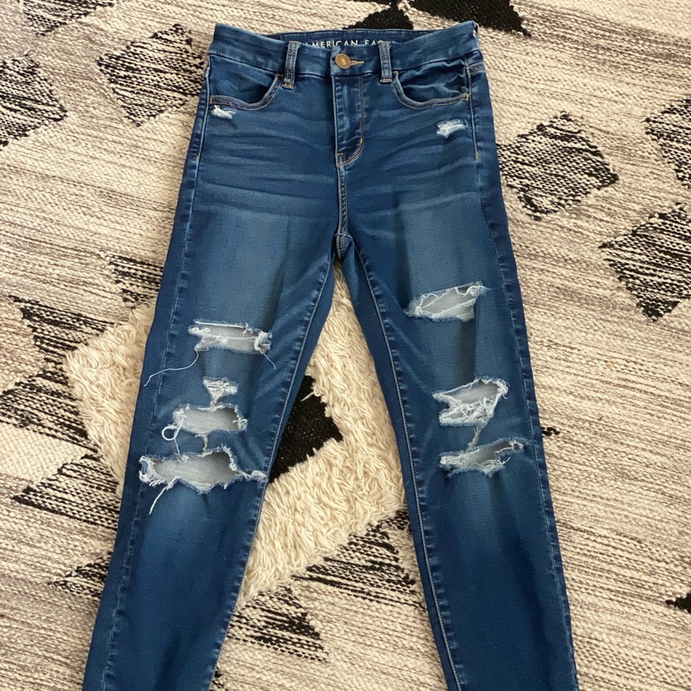 AE Ne(x)t Level Ripped High-waisted Jegging American Eagle jeans size 0